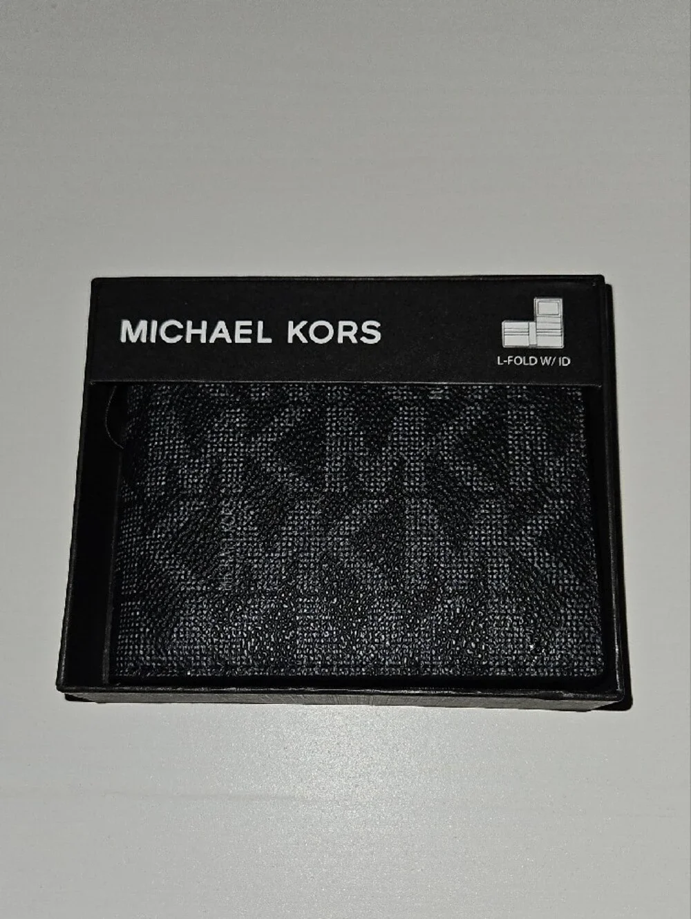 Michael Kors Jet Set Black MK Logo Monogram Slim Bifold Wallet Men's NWT Box